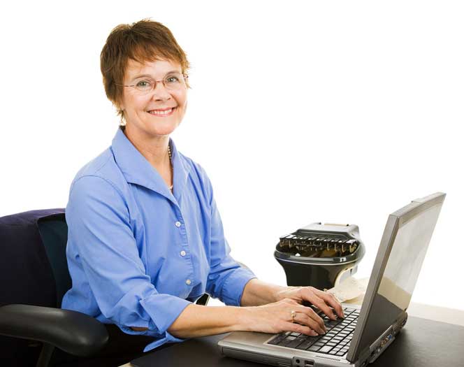 A lady working on laptop