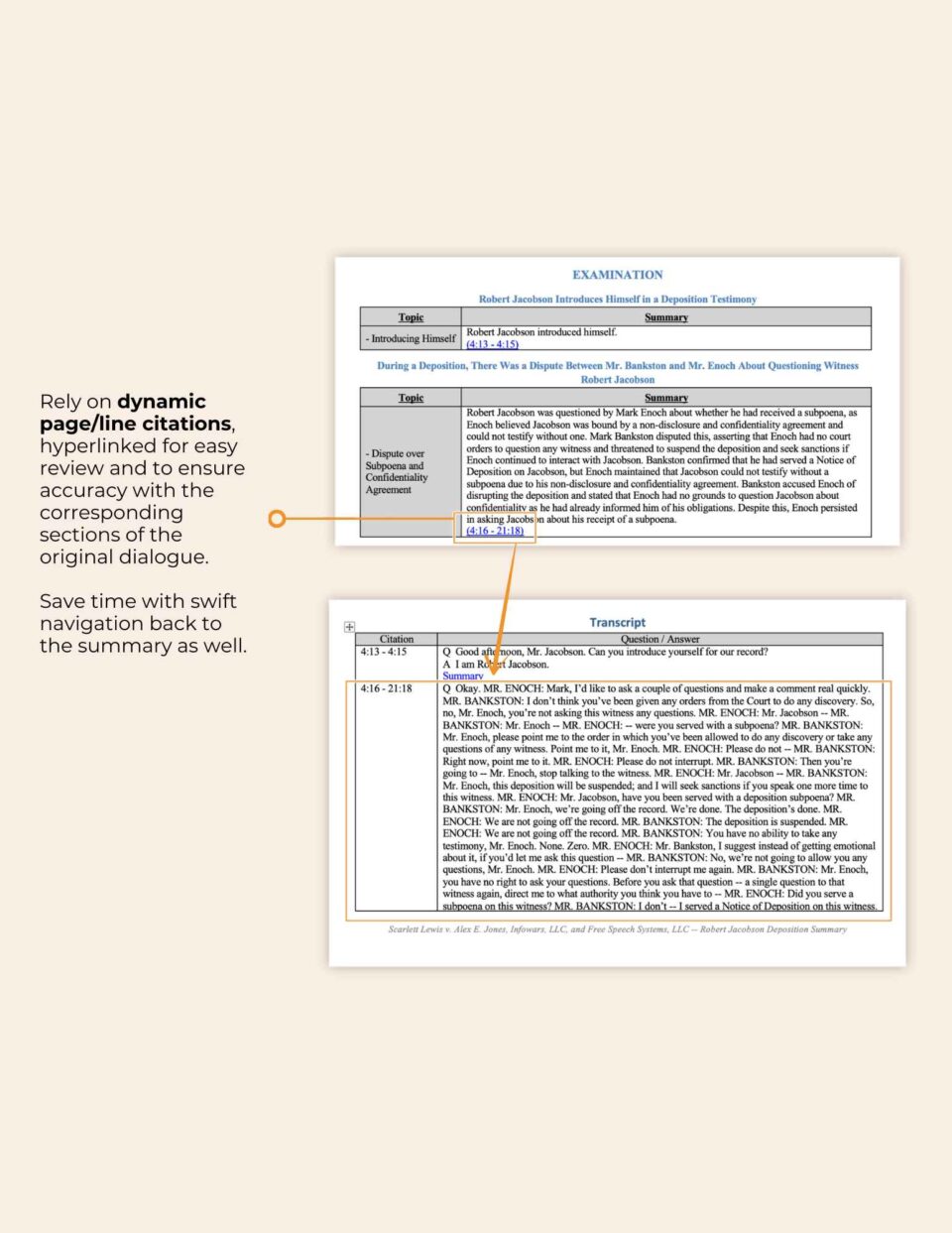 Hyperlinked Content Integration in AI Deposition Summaries in San Jose, CA